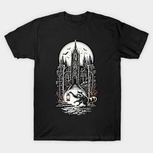 Raccoon Guardian of the Gothic Cathedral T-Shirt